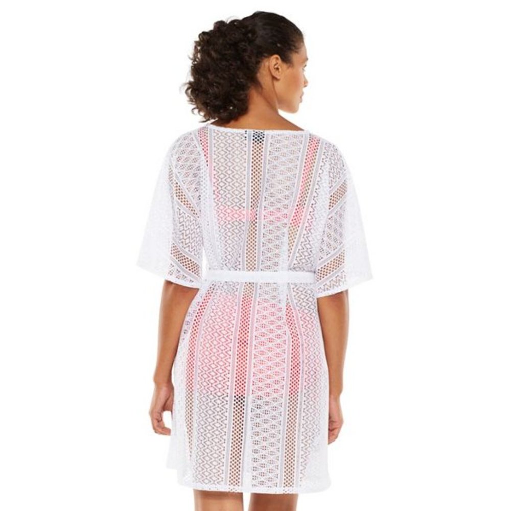 NWT Apt 9 Crochet Kimono Cover-Up w/sash Women's size XL White
